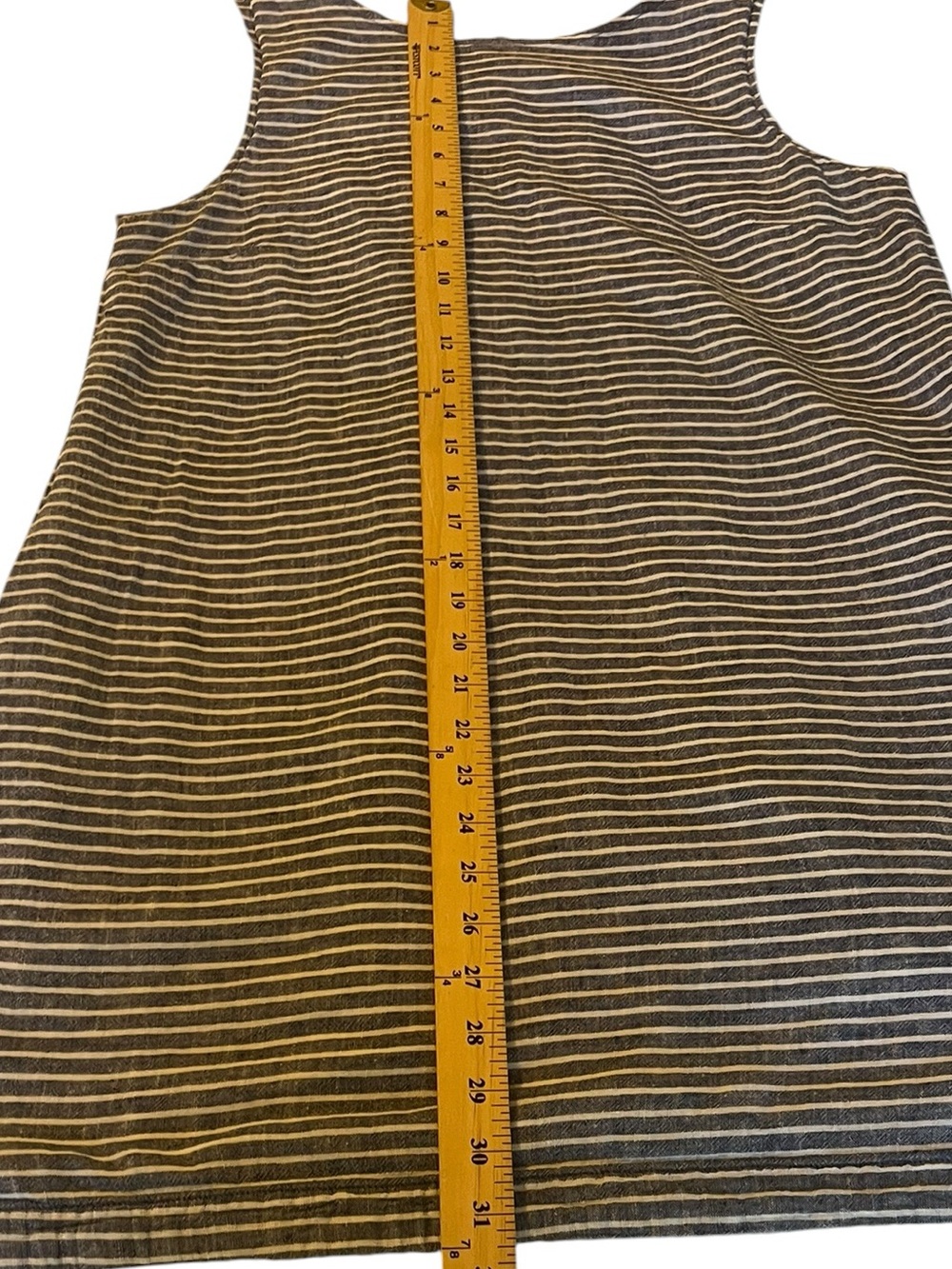 Coastal Grandma Linen Blend Striped Tunic Dress Beach Cover Nautical Beach L - Picture 5 of 5